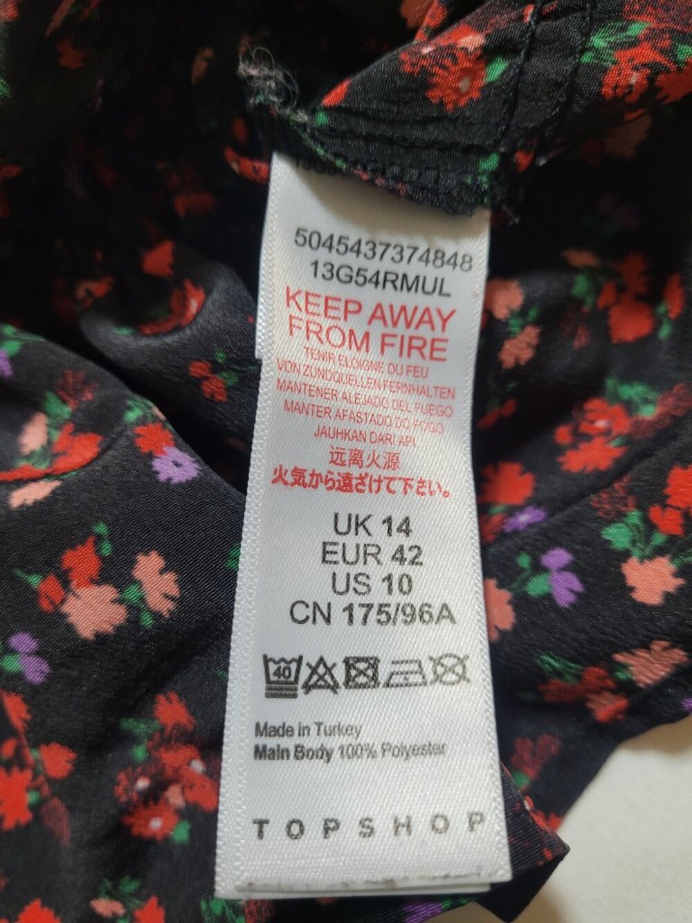 Topshop Floral Puff Sleeve Smocked Crop Blouse Top Peplum Square Neck Black - Picture 7 of 10